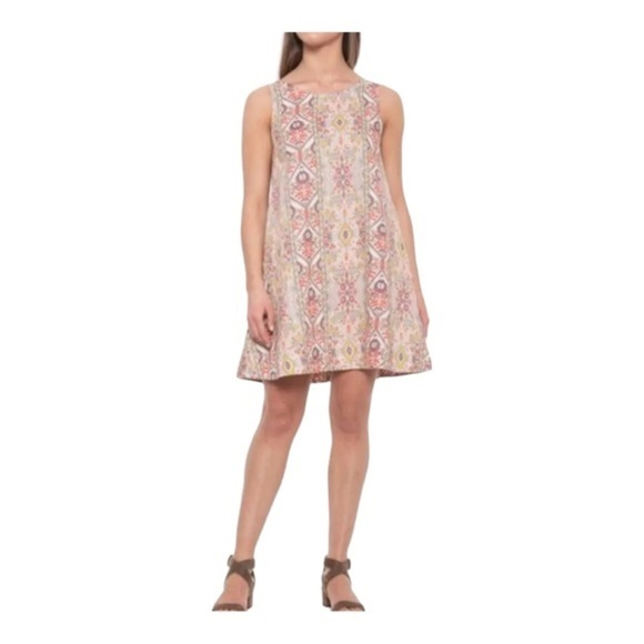 Rachel Zoe Trapeze 100% Linen Dress Multi Print - Picture 1 of 8
